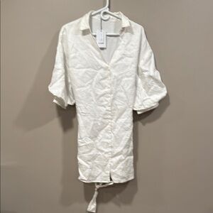 White Button-Up Shirt Dress